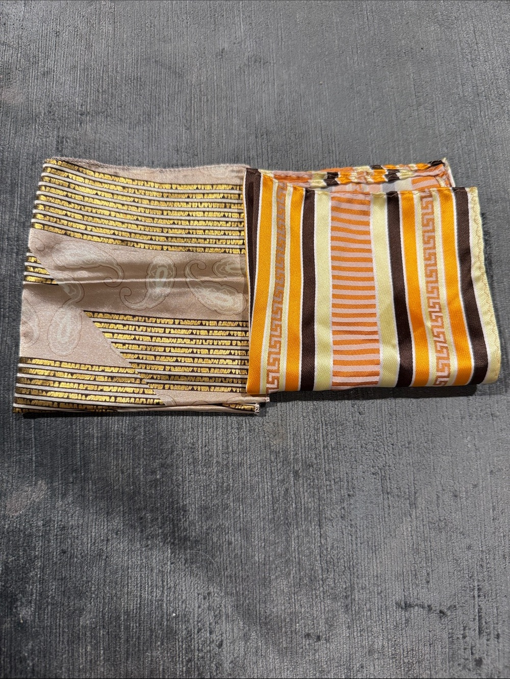 Vintage Pocket Squares, Set of 2, Retro Feel | Polyester | Handkerchief